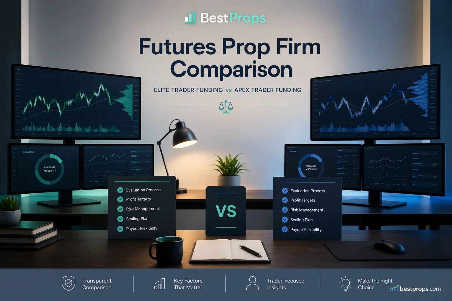 Editorial comparison image for Elite Trader Funding and Apex Trader Funding