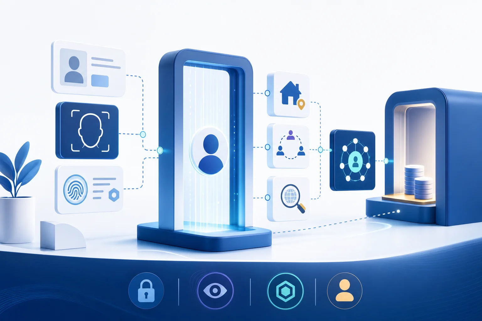 Editorial workflow showing identity verification and compliance checks before a prop firm payout.