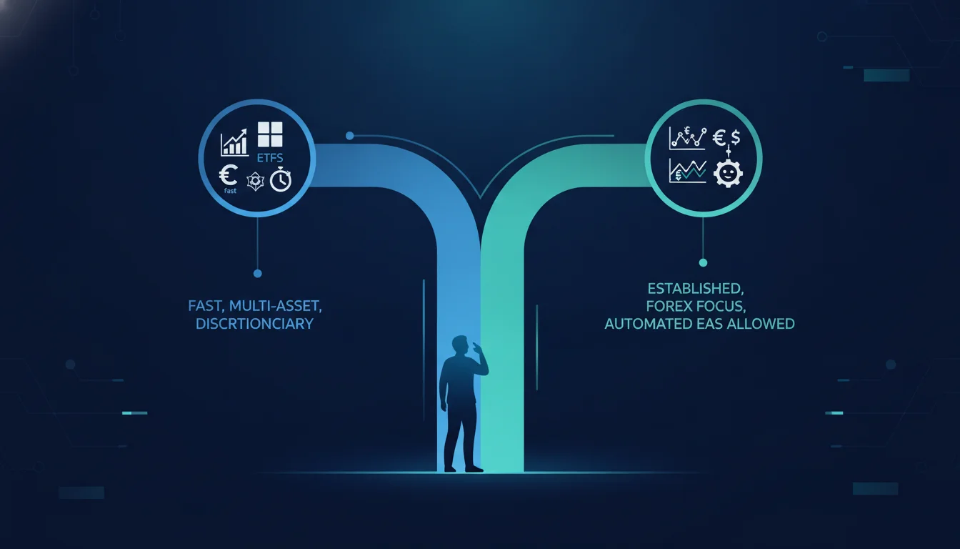 Decision guide for choosing between SabioTrade and FTMO based on trading style