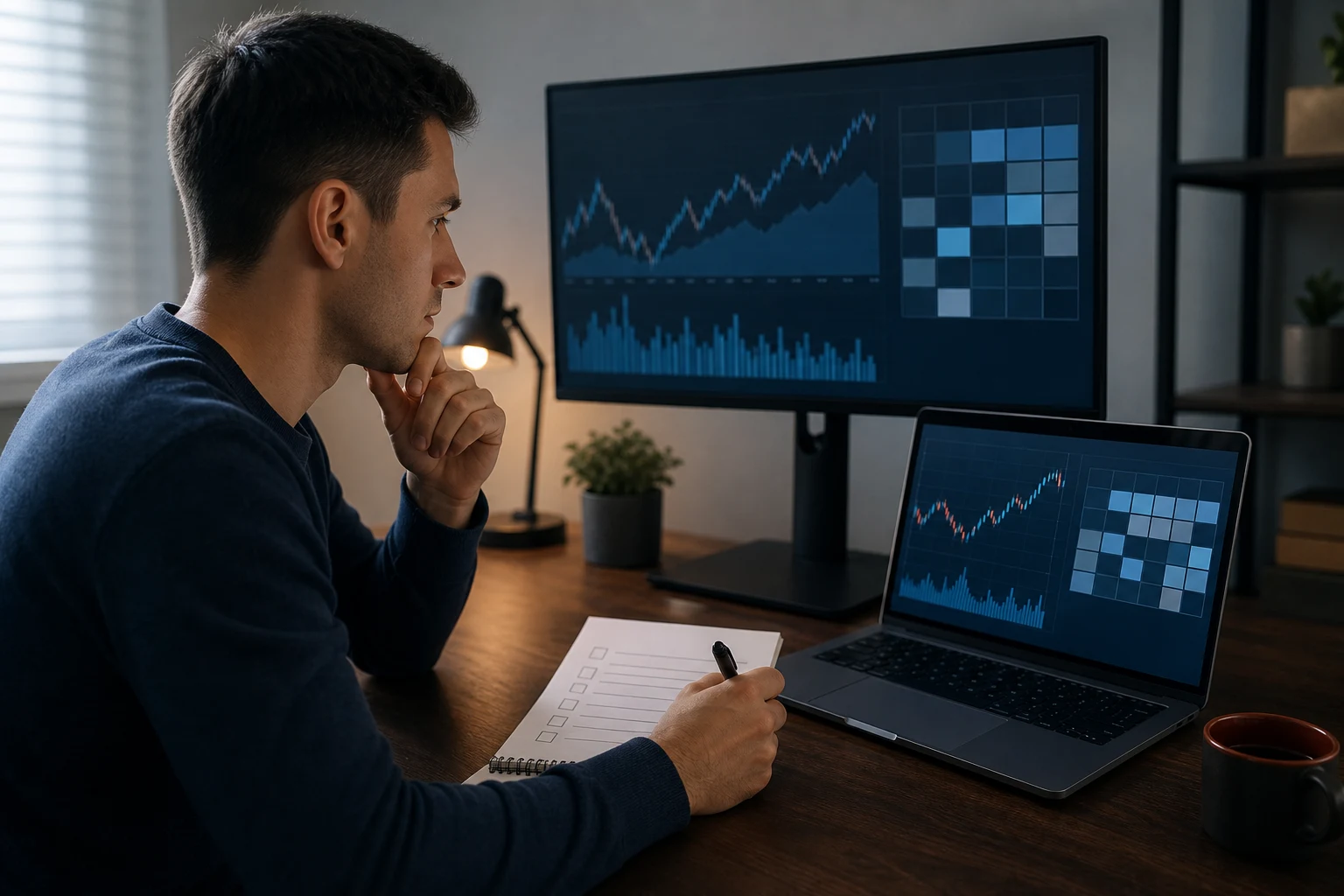 Trader reviewing payout eligibility and account-stage conditions before choosing a futures prop firm