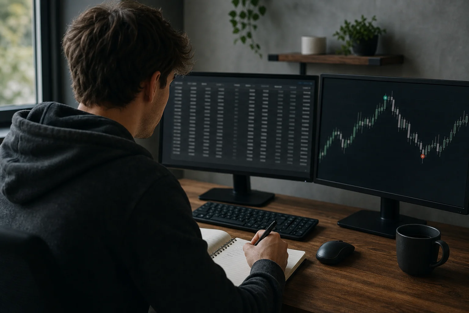 Trader comparing execution records with market fill markers while auditing slippage