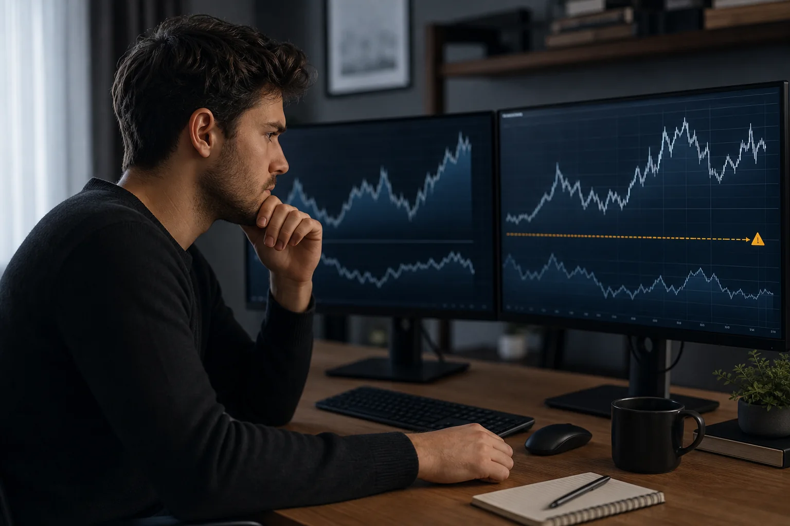 Trader reviewing a drawdown risk boundary before requesting a prop firm payout