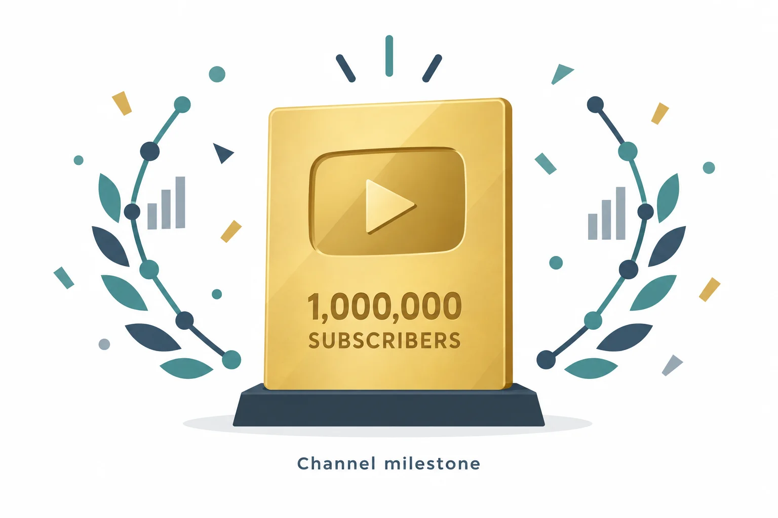 Illustration of a golden play-button award marking one million YouTube subscribers