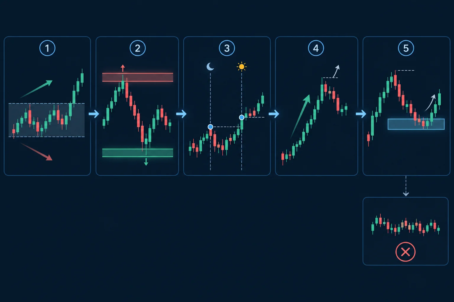 ICT Episode 19 E-mini S&P 500 workflow: daily dealing range, midnight/8:30 opens, purge and revert, lower-time-frame confirmation