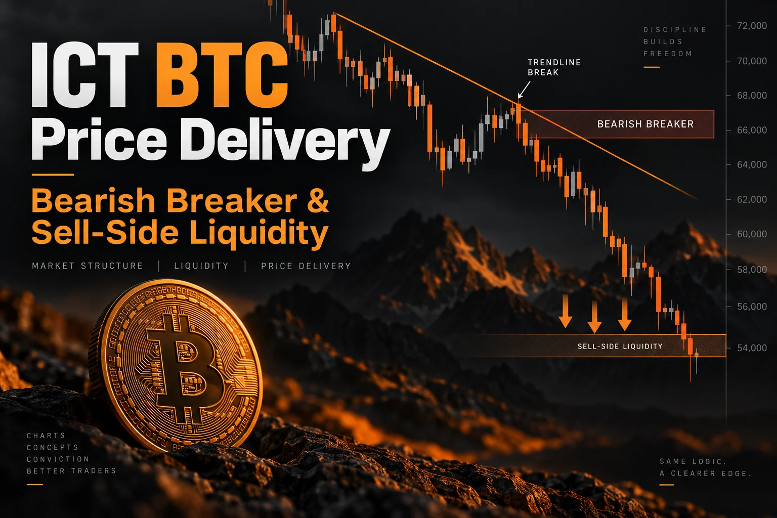 ICT BTC Price Delivery: Bearish Breaker and Sell-Side Liquidity