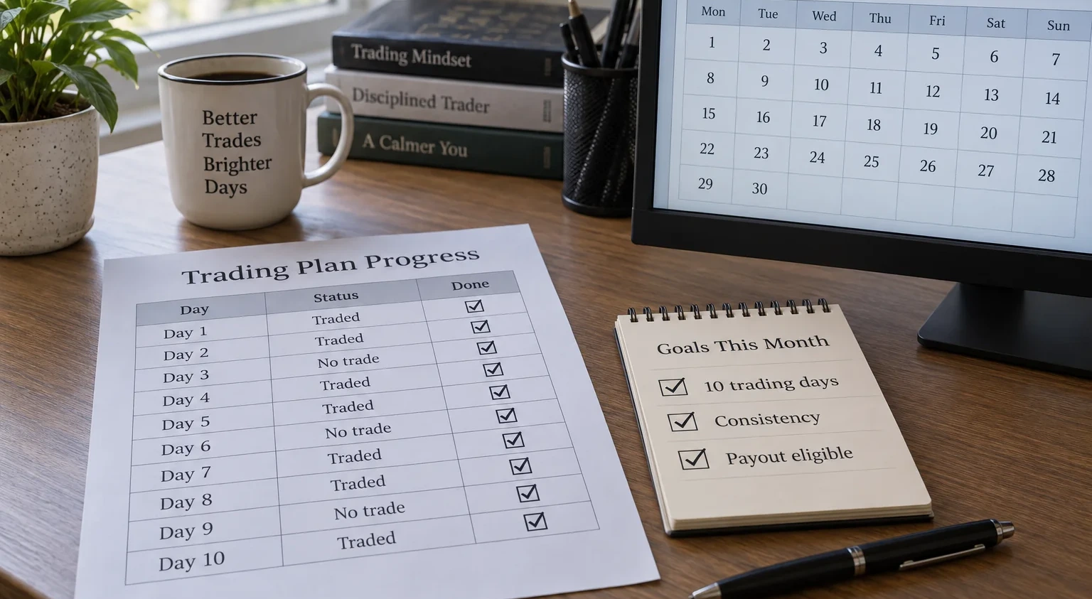 Printed trading day grid and labelling checklist for minimum day rules