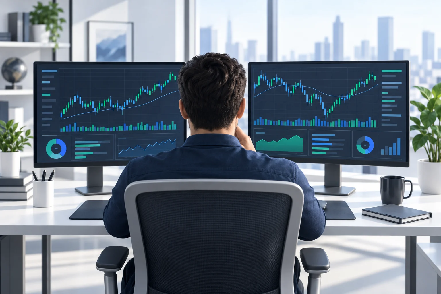 FTMO alternatives: a forex trader comparing two prop firm chart dashboards side by side