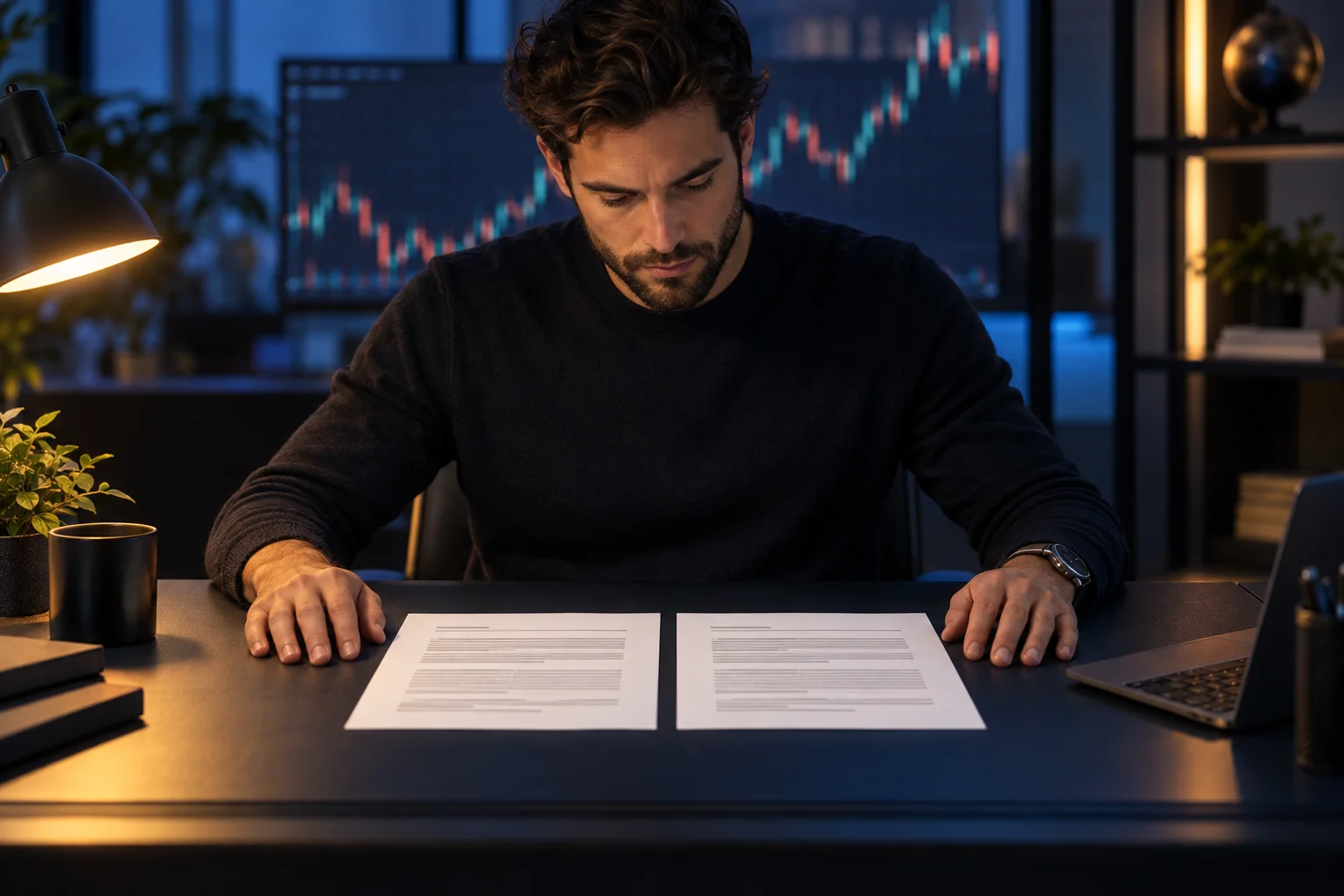 Best The5ers alternatives with a trader comparing two rule sheets at a desk